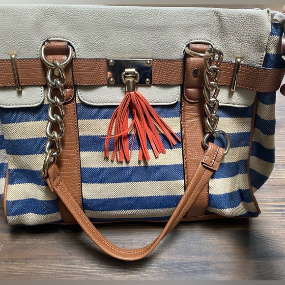 Aldo blue and off-white canvas tote - Picture 4 of 11